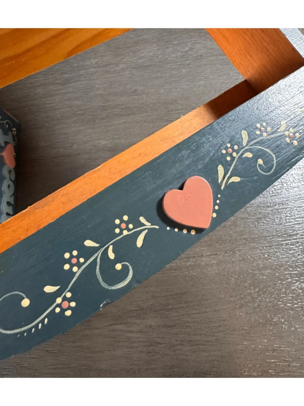 Vintage Hand Painted Heart Small Trinket Shelves BOTH Set Of 2